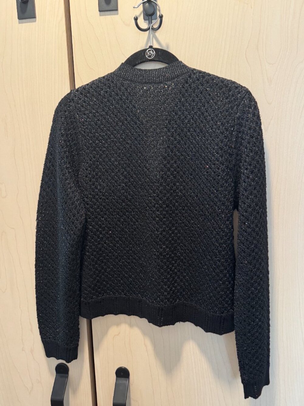 L'AGENCE Blanca Sequin Cardigan Black Gunmetal/Gold - Picture 4 of 6